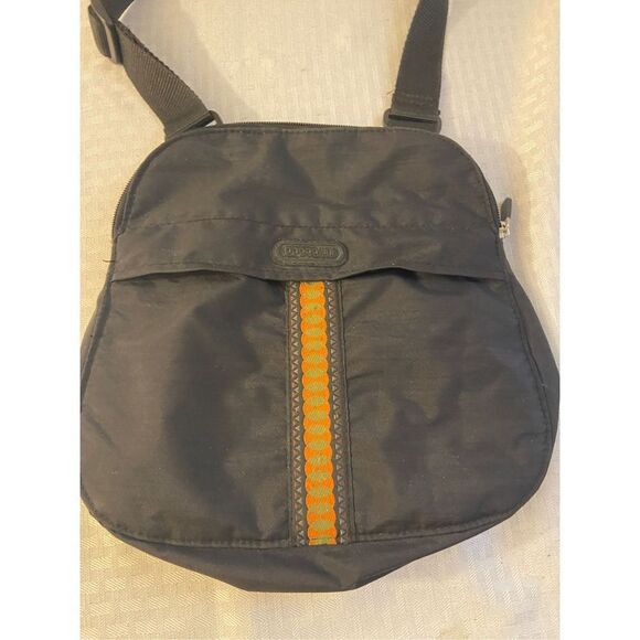 Baggallini black oval crossbody Orange South Western Stripe Nylon purse 9x10" - Picture 1 of 6